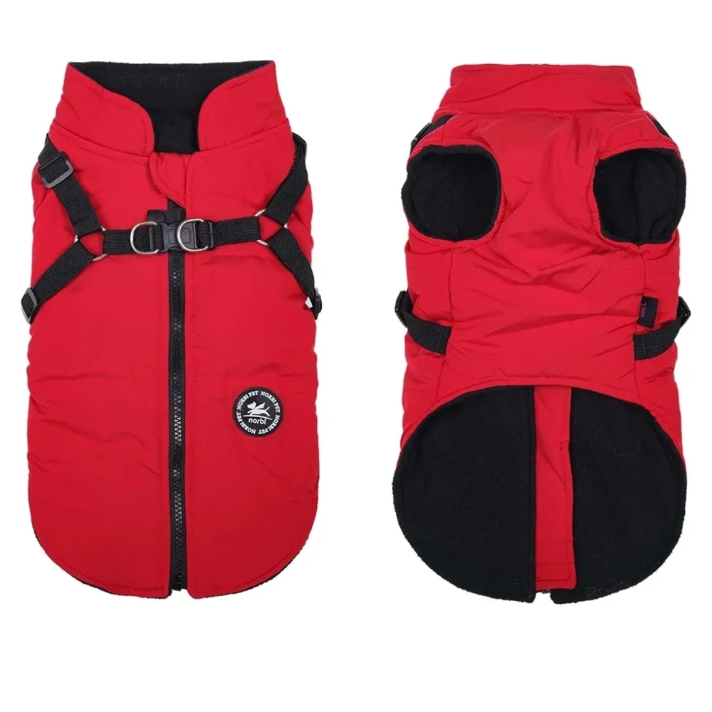 Norbi Dog Winter Jacket with Built-in Harness - Adjustable Warm Coats In Size  M - Picture 3 of 8